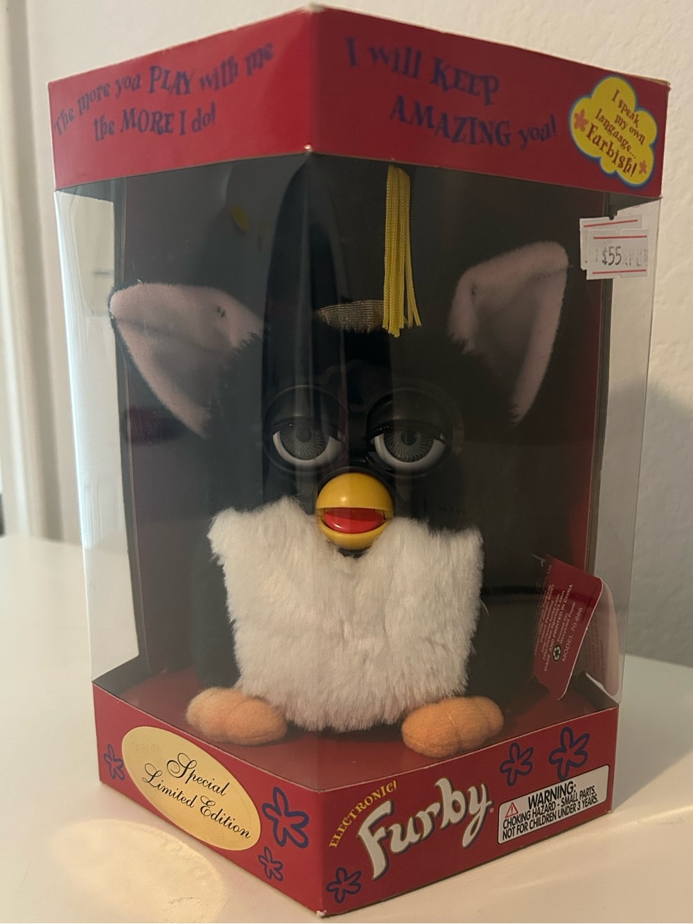 NWT Furby Special Limited Edition Vintage Plush Toy Graduate Black White